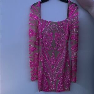 Elegant Pink Sequin Dress